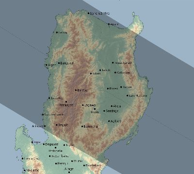 Map of the eclipse path across Philippines on 07/22/2381