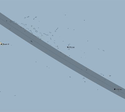 Map of the eclipse path across French Polynesia on 07/12/2382