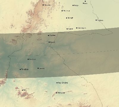 Map of the eclipse path across Cameroon on 01/04/2383