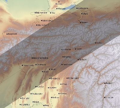 Map of the eclipse path across Tajikistan on 01/04/2383