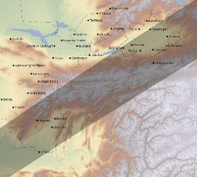 Map of the eclipse path across Uzbekistan on 01/04/2383