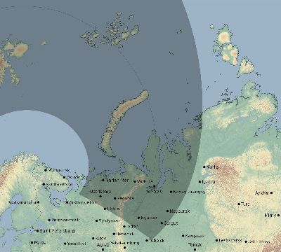 Map of the eclipse path across Russia on 05/21/2384