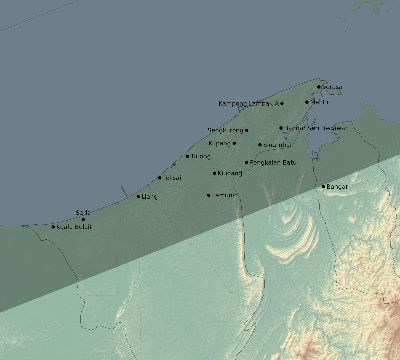 Map of the eclipse path across Brunei on 05/10/2385
