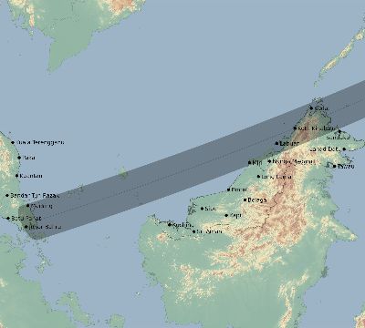 Map of the eclipse path across Malaysia on 05/10/2385