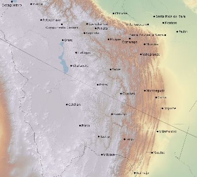 Map of the eclipse path across Bolivia on 11/03/2385