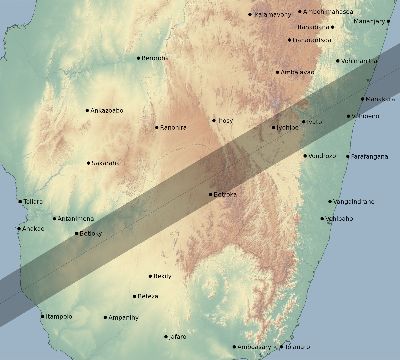 Map of the eclipse path across Madagascar on 04/29/2386