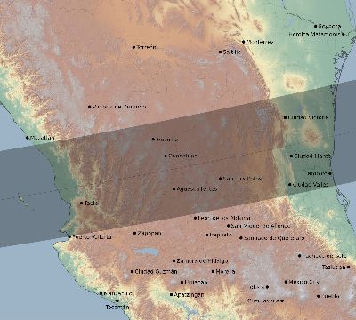 Map of the eclipse path across Mexico on 10/24/2386