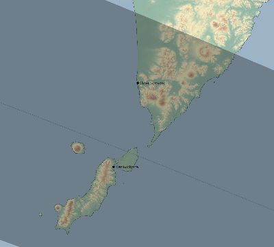 Map of the eclipse path across Russia on 10/24/2386