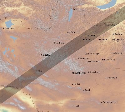 Map of the eclipse path across Mongolia on 03/09/2388