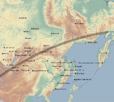 Map of the eclipse path across Russia on 03/09/2388