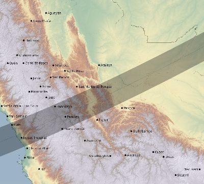 Map of the eclipse path across Peru on 02/26/2389