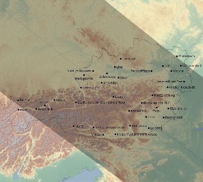 Map of the eclipse path across Austria on 08/11/2390