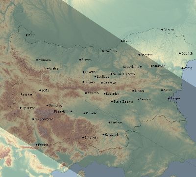 Map of the eclipse path across Bulgaria on 08/11/2390