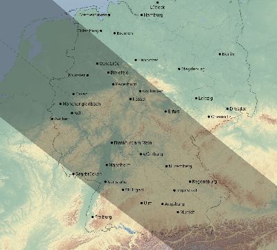 Map of the eclipse path across Germany on 08/11/2390
