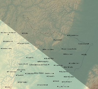 Map of the eclipse path across France on 08/11/2390