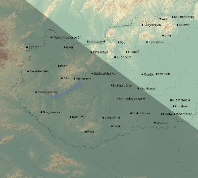 Map of the eclipse path across Hungary on 08/11/2390