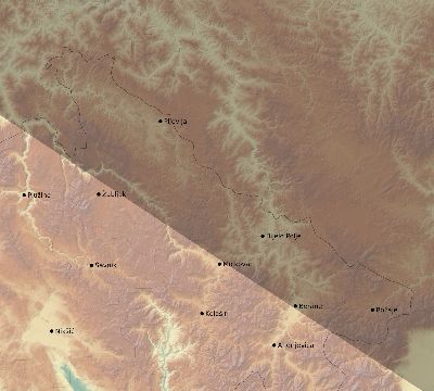 Map of the eclipse path across Montenegro on 08/11/2390