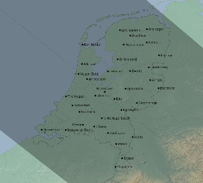 Map of the eclipse path across Netherlands on 08/11/2390