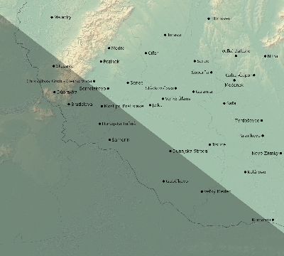 Map of the eclipse path across Slovakia on 08/11/2390