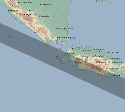 Map of the eclipse path across Indonesia on 06/21/2392