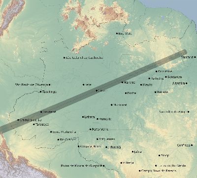 Map of the eclipse path across Brazil on 12/14/2392