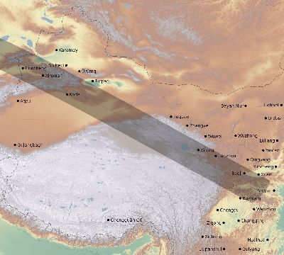 Map of the eclipse path across China on 06/10/2393