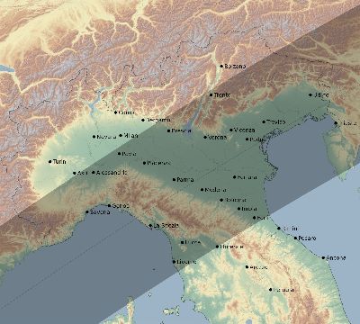 Map of the eclipse path across Italy on 06/10/2393