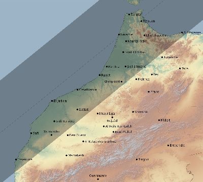 Map of the eclipse path across Morocco on 06/10/2393