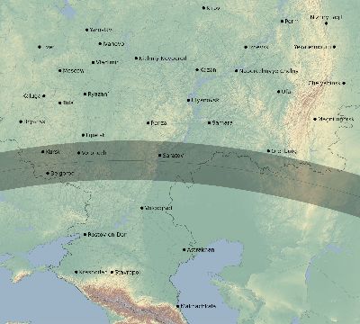 Map of the eclipse path across Russia on 06/10/2393