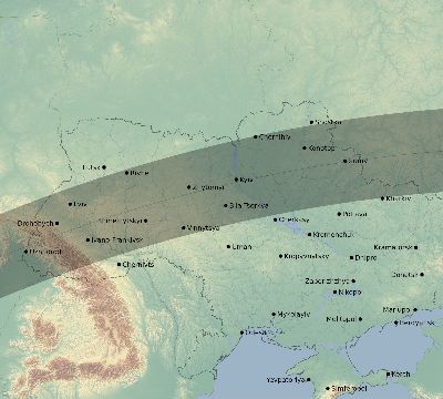 Map of the eclipse path across Ukraine on 06/10/2393