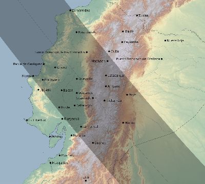 Map of the eclipse path across Ecuador on 10/02/2396