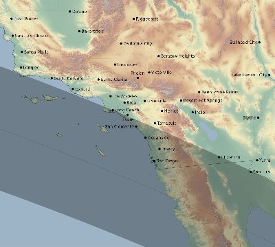 Map of the eclipse path across United States on 10/02/2396