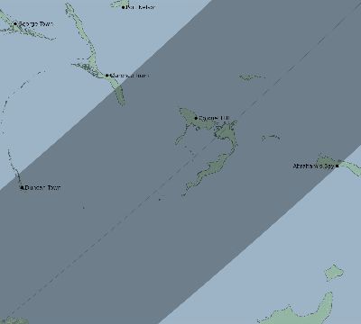 Map of the eclipse path across Bahamas on 03/29/2397