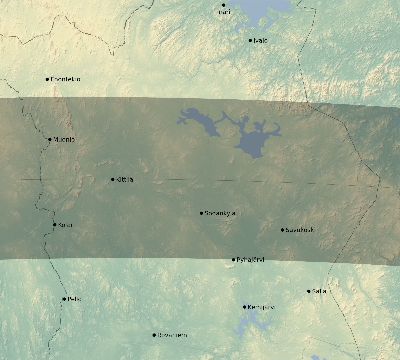Map of the eclipse path across Finland on 03/29/2397