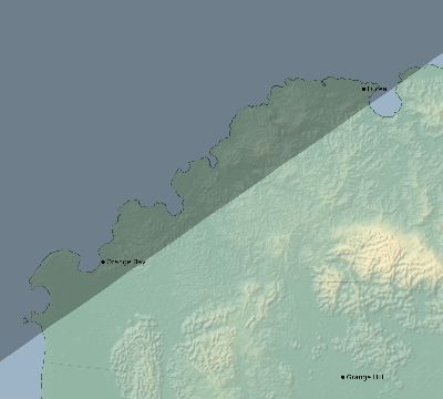Map of the eclipse path across Jamaica on 03/29/2397