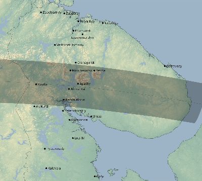 Map of the eclipse path across Russia on 03/29/2397
