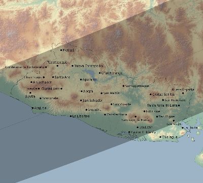 Map of the eclipse path across El Salvador on 03/29/2397
