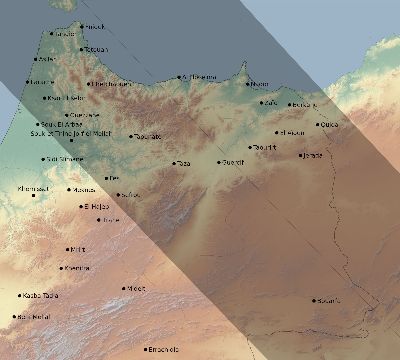 Map of the eclipse path across Morocco on 08/02/2399