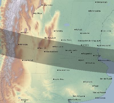 Map of the eclipse path across Argentina on 01/26/2400