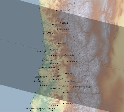 Map of the eclipse path across Chile on 01/26/2400