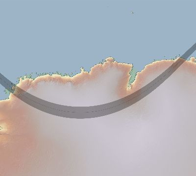 Map of the eclipse path across Antarctica on 11/25/2402