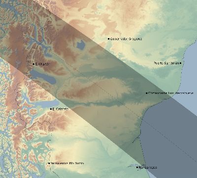 Map of the eclipse path across Argentina on 11/25/2402