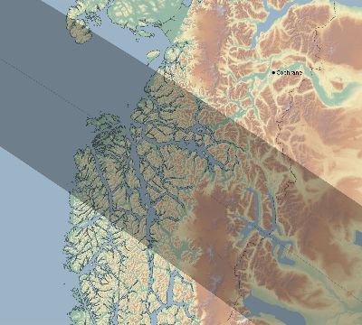 Map of the eclipse path across Chile on 11/25/2402