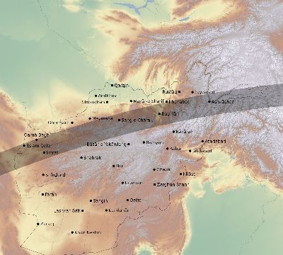 Map of the eclipse path across Afghanistan on 05/21/2403