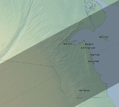 Map of the eclipse path across Kuwait on 05/21/2403