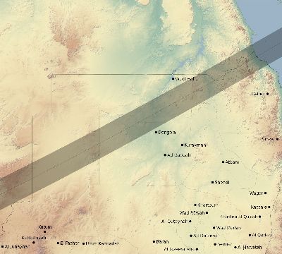 Map of the eclipse path across Sudan on 05/21/2403
