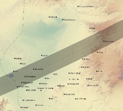 Map of the eclipse path across Chad on 05/21/2403