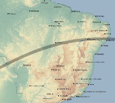 Map of the eclipse path across Brazil on 05/09/2404