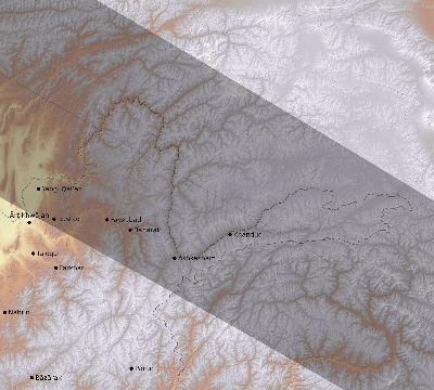 Map of the eclipse path across Afghanistan on 11/03/2404