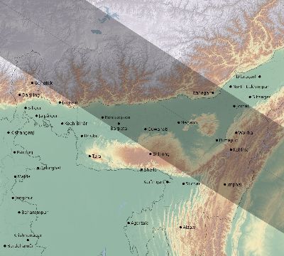 Map of the eclipse path across India on 11/03/2404